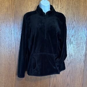 Black Half-Zip Fleece Pullover Hoodie